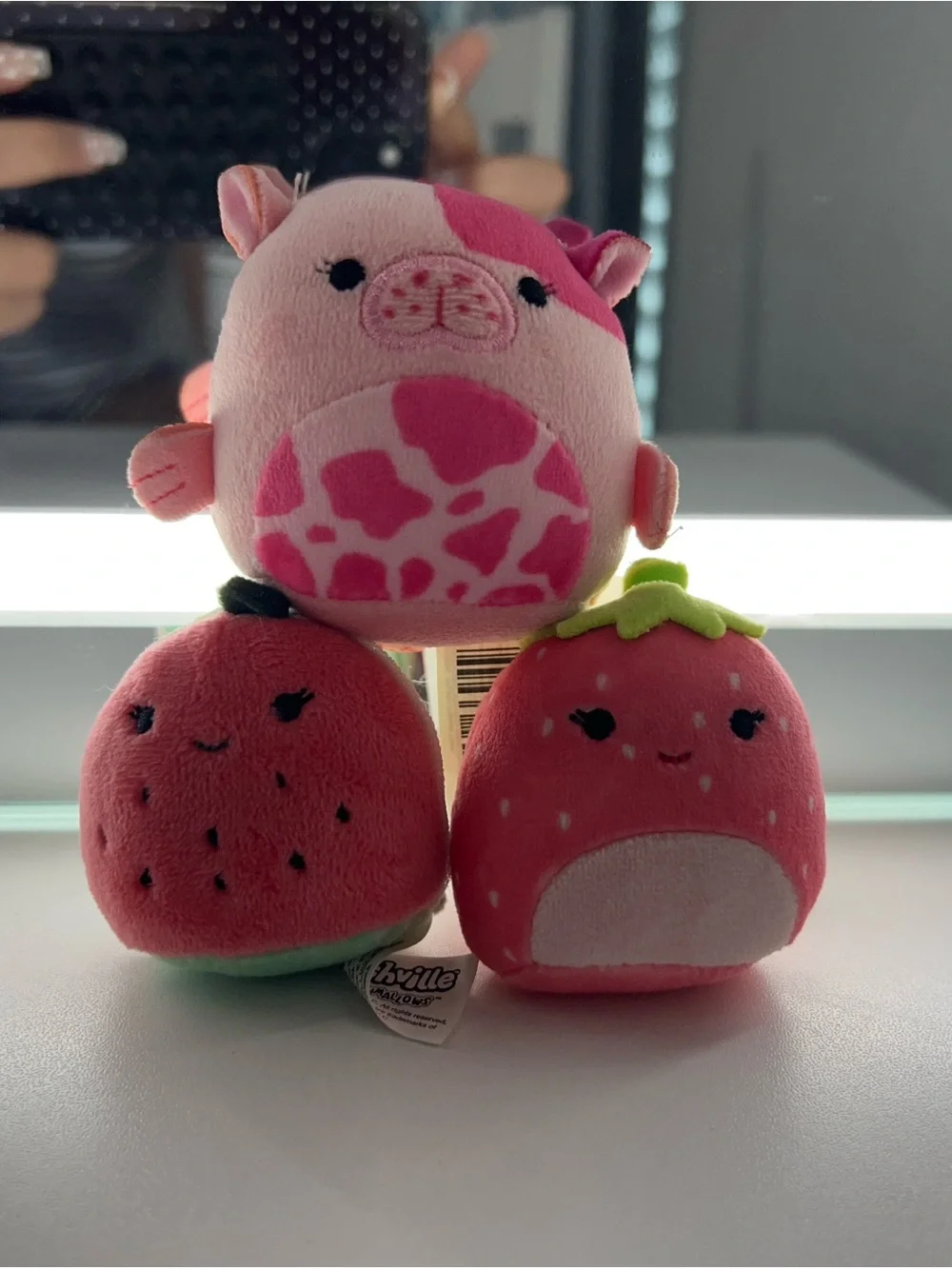 3 pack, pink and red Squishmallows